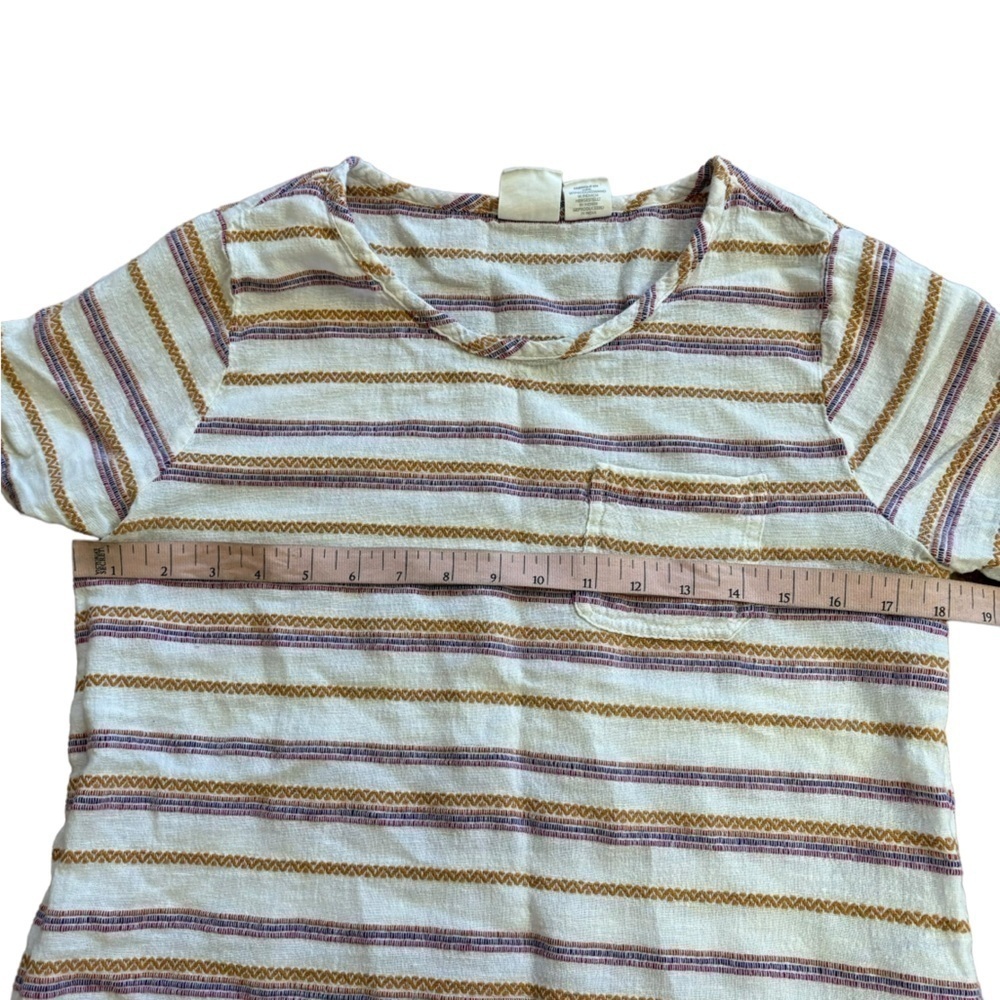 C&C California Cotton Linen Blend Stripe Crew Neck Short Sleeve Blouse Women’s S - Picture 5 of 9